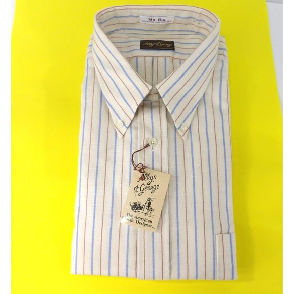 Men's Allyn St. George Dress Shirt 17 Button Collar NOS - Picture 2 of 4